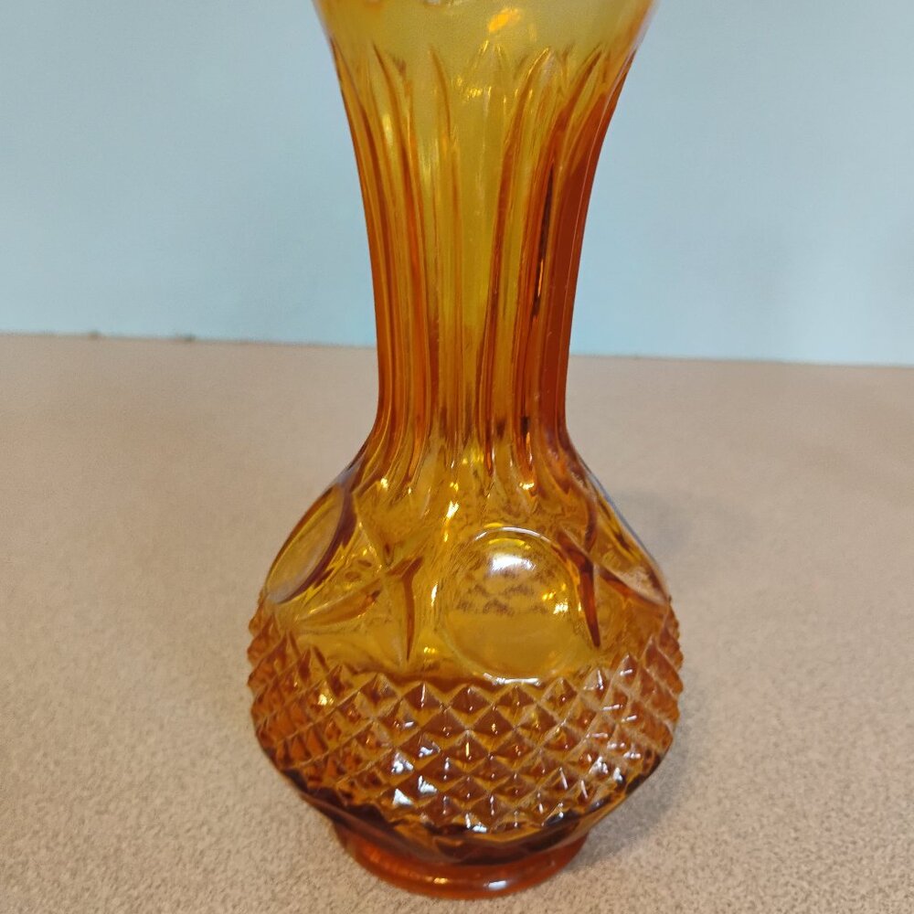 Fenton Vintage Amber Hobnail Bud Vase